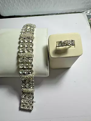 Vintage Rhinestones Eisenberg Ice Bracelet(7inches)and Ring(size 7) Set • $125
