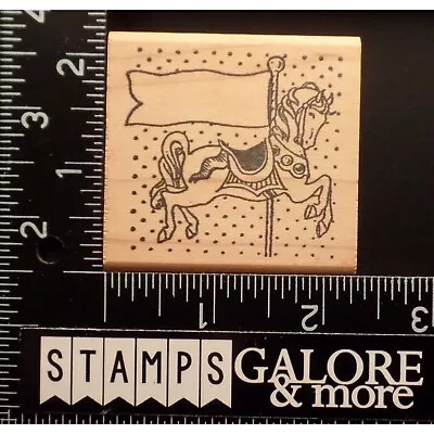 The Stamp Pad Co Rubber Stamps CAROUSEL HORSE FLAG LABEL DOTS BACKGROUND #T23 • $1.99