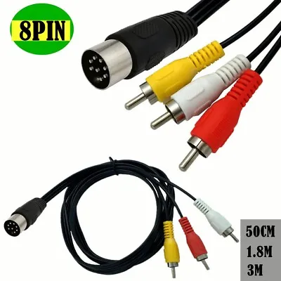 Din 8Pin Male To 3 RCA Male Audio Cable Y Splitter Adapter For Musical Instrumen • $7.99