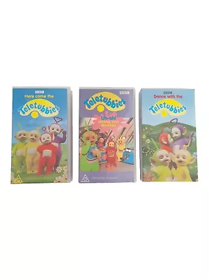 TELETUBBIES VHS X3 Here Come The  Dance With The Uh-oh Messes And Muddles • $25.50