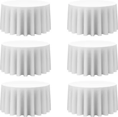 BRILLMAX 6 Pack White Round Tablecloths 120 Inch - Circle Bulk Linen Polyeste... • $49.99