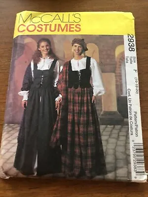Mccall's Costumes 2938 Womens Renaissance Medieval Dress Sewing Pattern 16-20 • $9