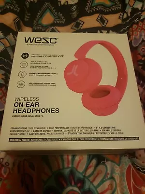 $53.72 • Buy WESC Wireless On- Ear Headphones Pink NIB