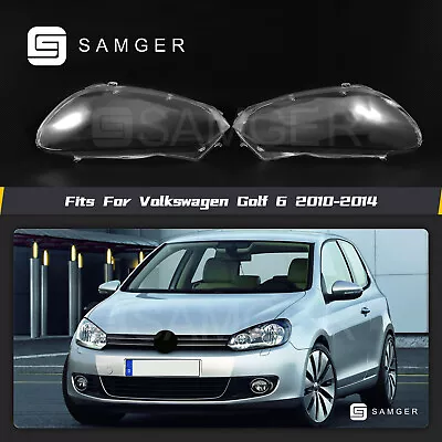 $51.29 • Buy Pair Headlight Lens Cover Clear For Volkswagen VW Golf 6 MK6 GTI 2010-2015