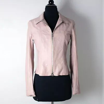 M0851 Pastel Pink Classic Cut Leather Jacket Size XS • $149