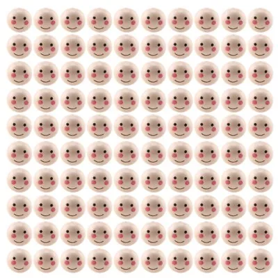 100pcs Wood Doll Head Beads Jewelry Making Cute Smiling Face Loose • £11.26