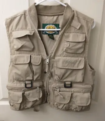 Cabela Fly Fishing Vest Men's Small Beige Khaki Fish Outdoor Hunting Cargo... • $21.99