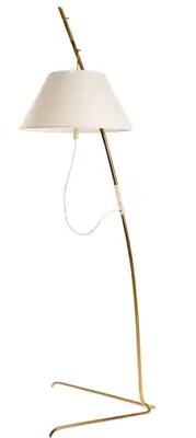 Authentic Collection Antique Brass 1950 Modern Height Adjustable  Floor Lamp • $749