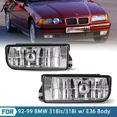 Fog Lights For 92-99 BMW E36/M3 3 Series Clear Glass Lens With Bulbs H1 55W Pair • $34.99