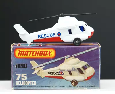 Matchbox Superfast 1-75 - No.75(E) - Rescue Helicopter - Made In England - 1976 • $20.19