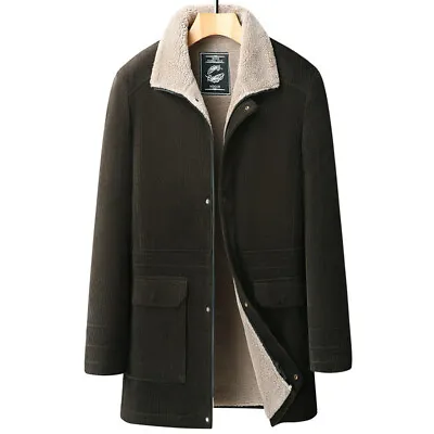 $125.99 • Buy Corduroy Coat Men's Thickened Mid-length Jacket Autumn Velvet Lining 100% Cotton