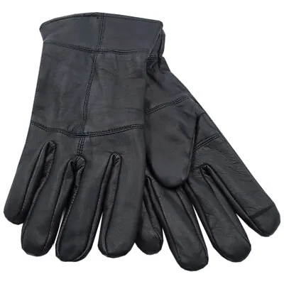 Men's Thinsulate Black Leather Touch Screen Gloves Thermal Winter Gloves • £7.45