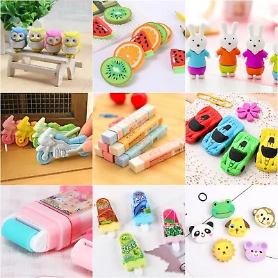 £2.49 • Buy 1-21pc Cute Kids Erasers Child Cartoon Roller Pencil Rubbers Party Bag Novelty 