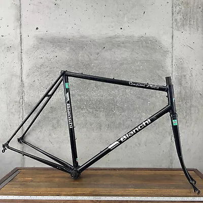 Vintage Bianchi Campione D Italia  Frame Set 55 Cm Italy Columbus 700c 130 Black • $375.99