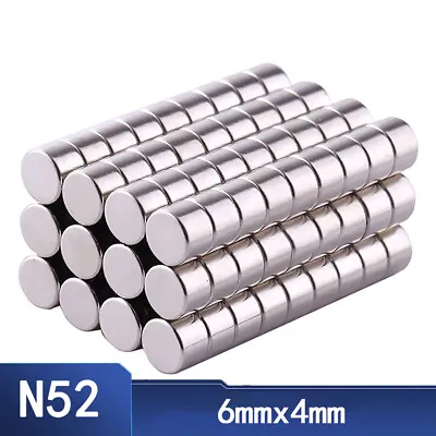 Rare Earth Strong Magnet Disc Round Cylinder Neodymium N52 6x4mm Fridge Magnets • $6
