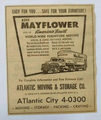 1959 Aero Mayflower Advertisement Atlantic Moving & Storage Co. Atlantic City NJ • $15