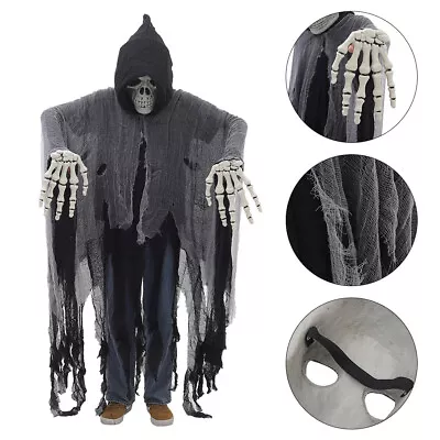 £20.95 • Buy Halloween Skeleton Skull Mask & Hands Ghost Hooded Cloak Dress Up Party Cosplay