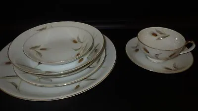 Vintage China Dinnerware Set Golden Wheat By Arlene Seyei 1 7pc Place Setting 7p • $31.99