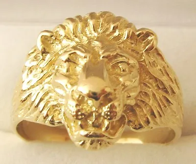  GENUINE 9K 9ct SOLID GOLD MEN'S LION HEAD RING Size T/10 To W/11.5   • $549