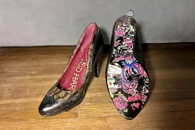 🔥🚨Vintage Ed Hardy Brown Christian Audigier Black High Heels Size 7 Womens EUC • $59.99