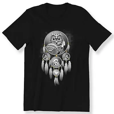 Owl Skull Men's Ladies T-shirt Graphic Tee Dream Catcher T-shirt 100% Cotton • £12.99