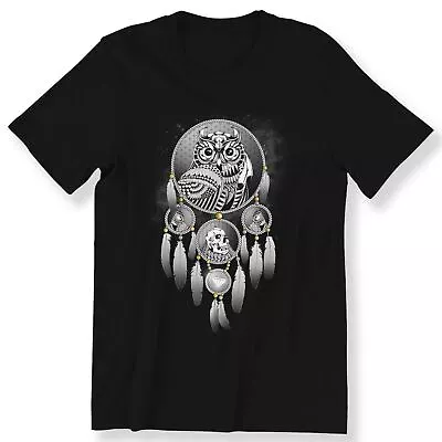 Owl Skull Men's Ladies T-shirt Graphic Tee Dream Catcher T-shirt 100% Cotton • £12.99