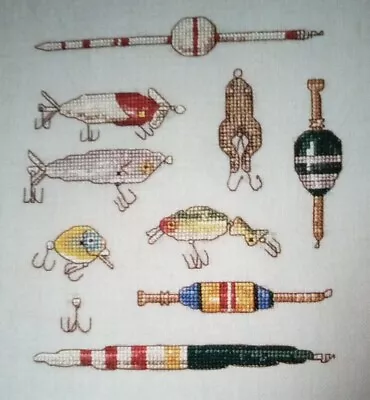 Cross Stitch  VINTAGE FISHING LURES  Pattern ~ Frog Floats Minnow  • $4.50