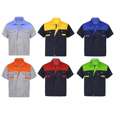 Men's Industrial Work Shirts Short Sleeve Jacket Workwear Motor Mechanic Uniform • $25.29