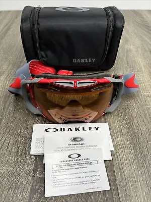 Oakley Airbrake MX Snow Goggles Snowboard Ski Snow Red Grey Iridium Complete! • $89