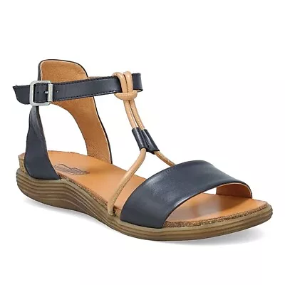 New Miz Mooz Leather T Strap Sandals Medina Black Leather Size US 6.5-7 EUR 37 • $45.34