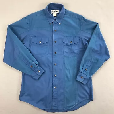 Vintage Stetson Shirt Mens Medium Blue Western Button Down Cowboy • $24.84