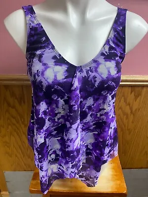 EUC A Shore Fit Purple Tankini Swim Suit Top Women's Size 10 • $1.99