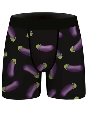 New Eggplant Novelty Men’s Spandex Boxer Shorts Medium (32) Humor Sexy Fun • $8.99