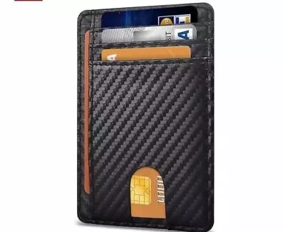 Mens Leather Slim Wallet Credit Card Holder RFID Blocking Pocket ID Money PU • $0.99