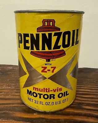 Vintage Pennzoil Z-7 Multi-Vis Motor Oil Quart Can (Empty) • $19.99
