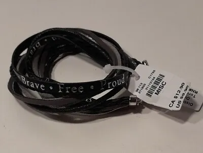 PROUD-FREE-BRAVE Leather Wrap Around Bracelet Men Women's Wrist Band  Jewellery • $7