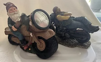 Lot Of 2 Motorcycle Figurines Christmas Santa Claus And Biker • $28.29