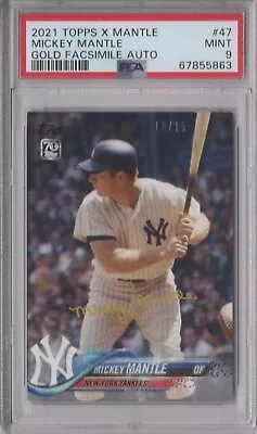 Mickey Mantle 2021 Topps X PSA 9 Graded Card #47 2018 Gold Facsimile Auto /15 • $79.99