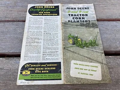 1948 John Deere 2-and 4-row Tractor Corn Planters Sales Brochure Vtg • $29.95