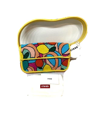 $289 • Buy Staud Women’s Tommy Fruit Beaded Shoulder Bag Citrus Kaleidoscope NEW Mod Luxe