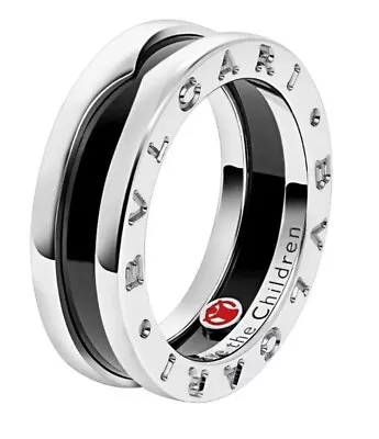 BVLGARI/BULGARI SAVE THE CHILDREN 925 SILVER BLACK CERAMIC BAND RING Sz T 63 • $595