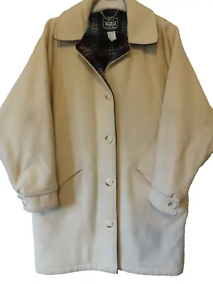 Vintage The Woolrich Woman Sz Small Off White/Ivory Wool Button Front Car Coat • $49.95