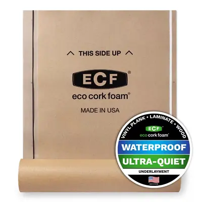 Eco Cork Foam Underlayment Tan Waterproof Attached Vapor Barrier Antimicrobial • $78.60