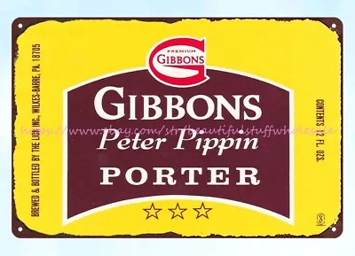 1930s Gibbons Peter Pippin Porter Beer Lion Inc. Wilkes-Barre PA Tin Sign • $18.89