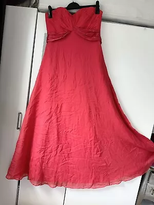 £15.99 • Buy Coast Coral Celia Dip Dye Long Floaty Dress 100% Silk Strapless Occasions