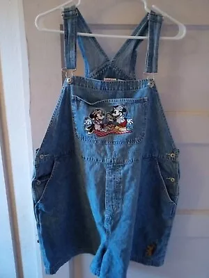 One Of A Kind Y2K Women's XL Denim Disney Shortalls By Mickey Inc • $60