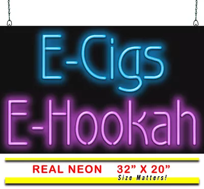 E-Cigs E-Hookah Neon Sign | Jantec | 32  X 20  | Smoke Shop Accessories • $459