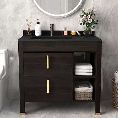 36  Black Bathroom Vanity Cabinet With Undermount Sink Storage Combo Organizer • $270.99