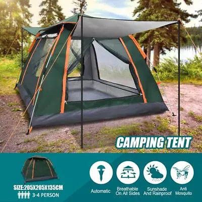 3-4 Man Automatic Pop Up Tent Instant Outdoor Camping Dome Easy SetUp Shelter UK • £39.99