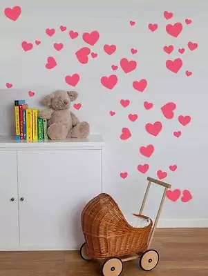 Various Size Heart Love Wall Stickers Kid Decal Art Nursery Bedroom Vinyl Decals • £2.69